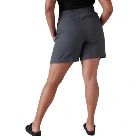 Athleta Womens Voyager Linen Shorts 8 Granite Blue Lightweight Adjustable Waist - Picture 2 of 12